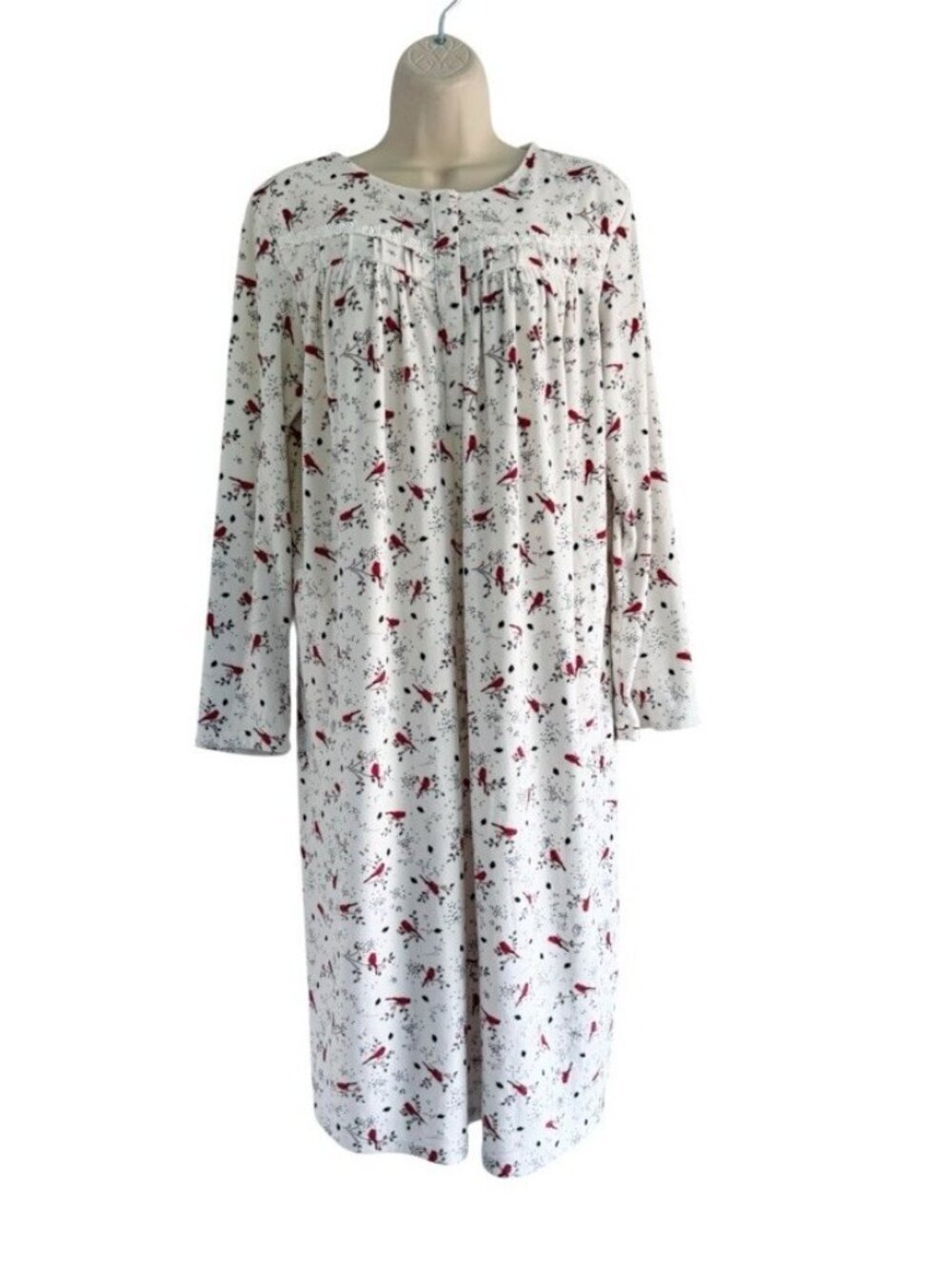 Secret Treasures Womens Sz M Long Soft Nightgown Night Dress Red Cardinals Print